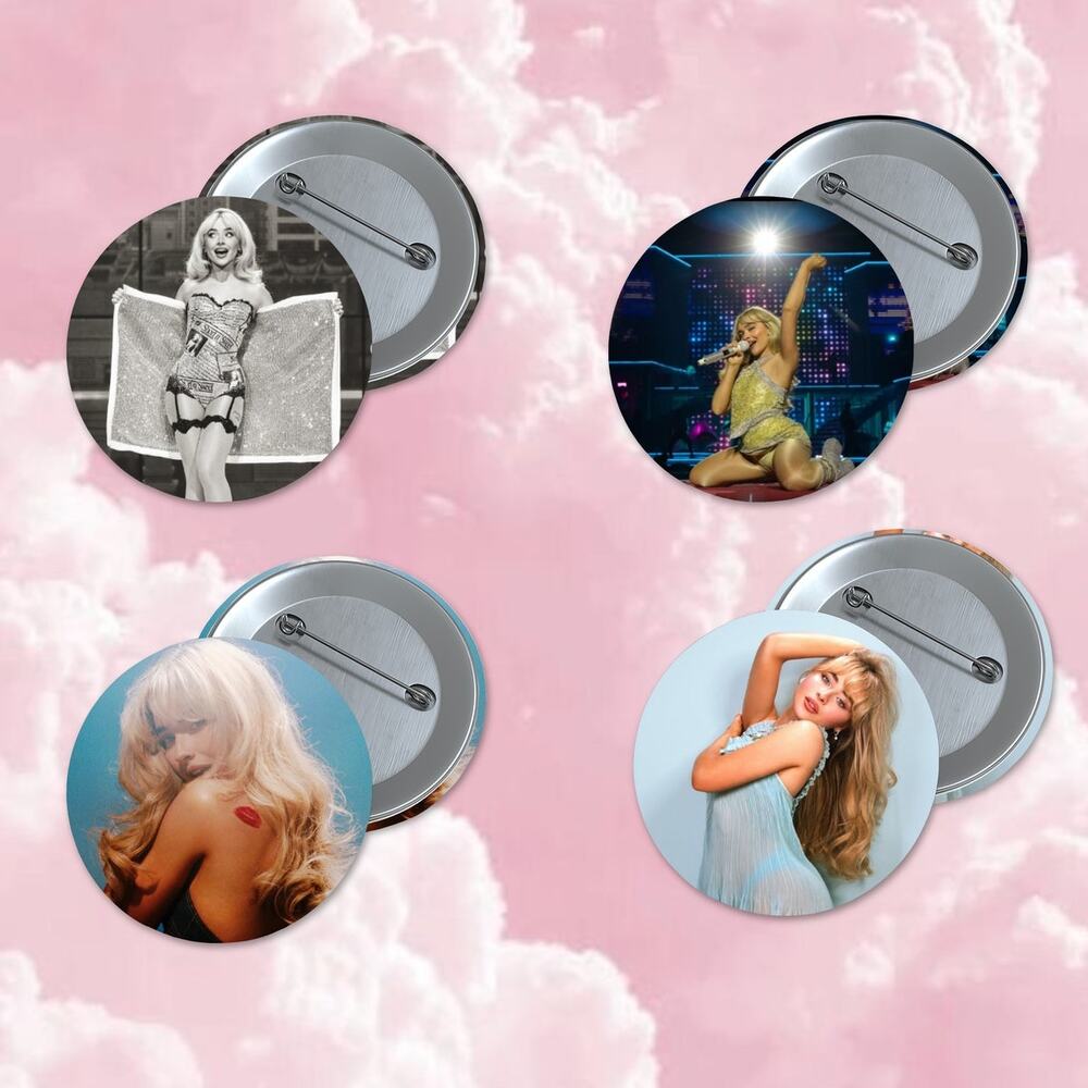 Sabrina Carpenter 3 inch Pin Back Button Set 4 pack Music Pop Espresso Pins